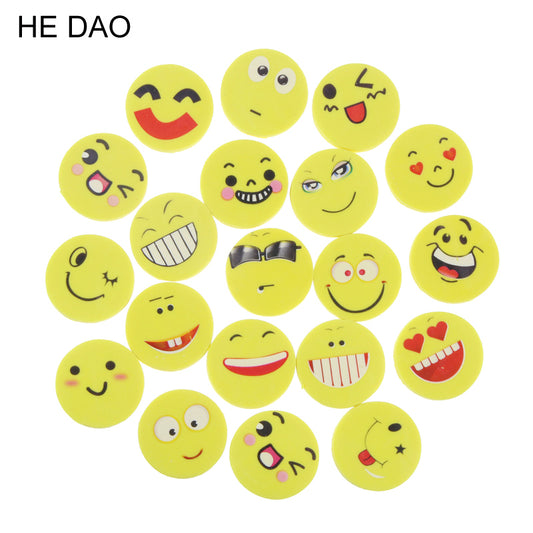 20 Pcs/lot Smile Face Erasers Rubber For Pencil Kid Funny Cute Stationery Novelty Eraser Office Accessories School Supplies