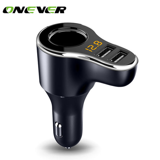 Onever Car Charger With a drag two Cigarette Lighter Car 24v Multi-function Smart Phone Charger usb For Iphone8 Samsung
