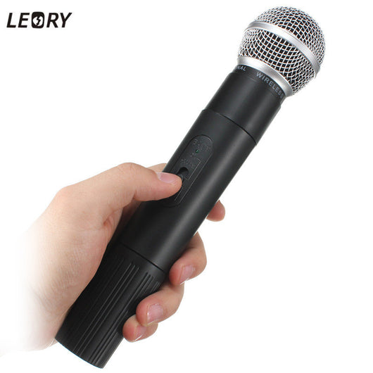 LEORY Professional Karaoke VHF Wireless Microphone System 2 Channels 220V Handheld Microphone Mic With Receiver