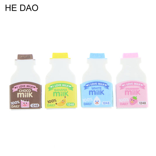 2 Pcs/set Cute Milk Bottle Design Eraser Nice Gift Funny Student Gift Kids's Toy Office School Stationery Supplies