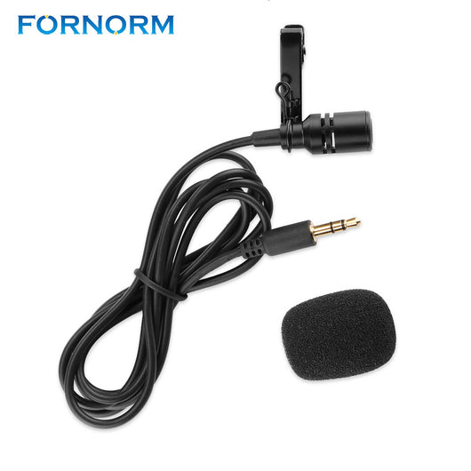 FORNORM Mini Microphone Lavalier Tie Clip Microphones 3.5mm Jack Mic For Speaking Speech Lectures 1m Long Cable