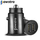 Powstro Universal Car Phone Charger 5V 4.8A Dual USB Metal Body Mobile Phone Car Charger Adapter For iphone All Phone Tablet