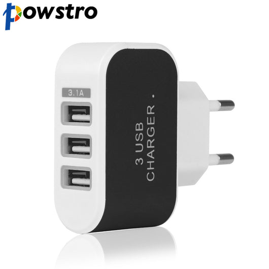 POWSTRO 3 USB Port Micro USB Charger HUB EU US Plug Charging Adapter For Samsung Charger For iPhone For HTC and All Smart Phone