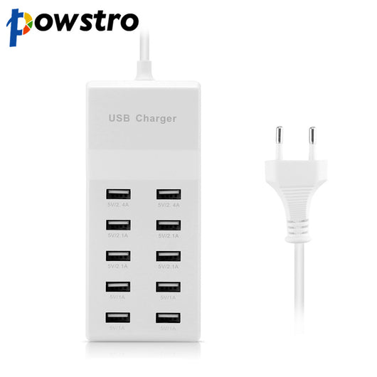 Powstro 5V10A 10 Ports USB Convenient Quick USB Charger For Smart Mobile Phone Digital Products EU Plug Fast Charger