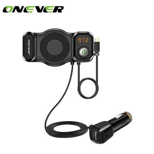 Onever FM Transmitter Bluetooth MP3 Player with USB QC 3.0 Quick Charger Phone Holder for Phone Tablet GPS Car Kit Support Siri
