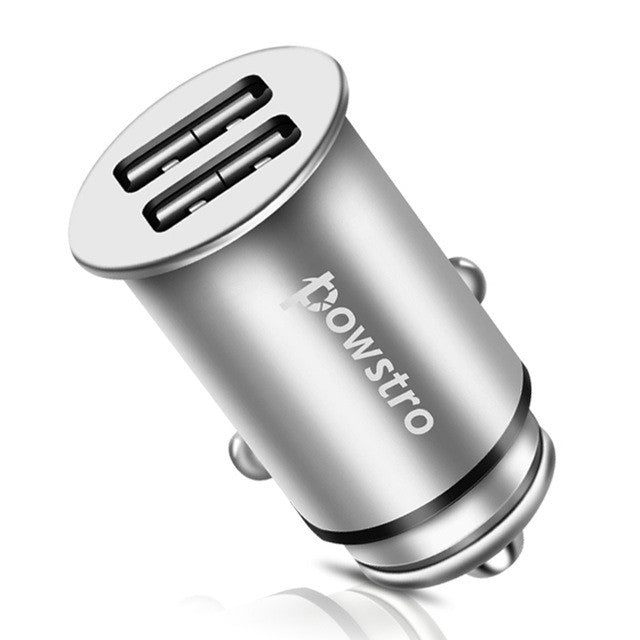 Powstro 5V 4.8A Car Charger Metal Body Dual USB Phone Charger Mini Car-Charger Adapter For iPhone Xiaomi Samsung HTC