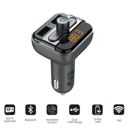 Onever Car MP3 Music Player 2 USB Car Charger Wireless FM Transmitter Handsfree Call Bluetooth Car Kit Support TF Card For Phone