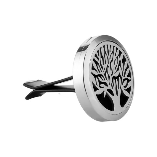 Mini Stainless Steel Magnet Car Air Vent Freshener Diffuser Clip-on Car Aromatherapy Essential Oil Fragrance Diffuser Tree of Life Air Purifier 38mm Dia. (Aromatherapy is not included)