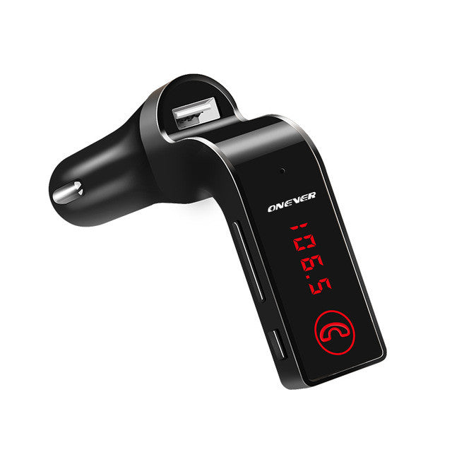 Onever Bluetooth Handsfree Car Kit Wireless Bluetooth FM Transmitter MP3 Player Car Kit Charger For iPhone6 Samsung Smart Phone