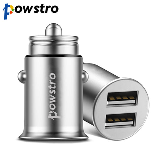 Powstro Universal Dual USB Car Charger 5V/4.8A Mini Fast Charge Adaptor Powerful for Car Phone Charger for Xiaomi iphone