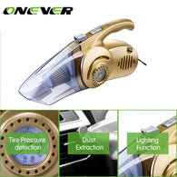 Onever 4 in 1 Multi-function Wet/Dry Car Vacuum Cleaner 12V 120W Tire Inflator Tire Pressure LED Light Tire inflatable Pump