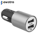 Powstro Mini Dual USB Car Charger 5V 3.1A Metal Fast Charging Phone Charger Adapter For Mobile Phone iPhone Samsung Pad GPS