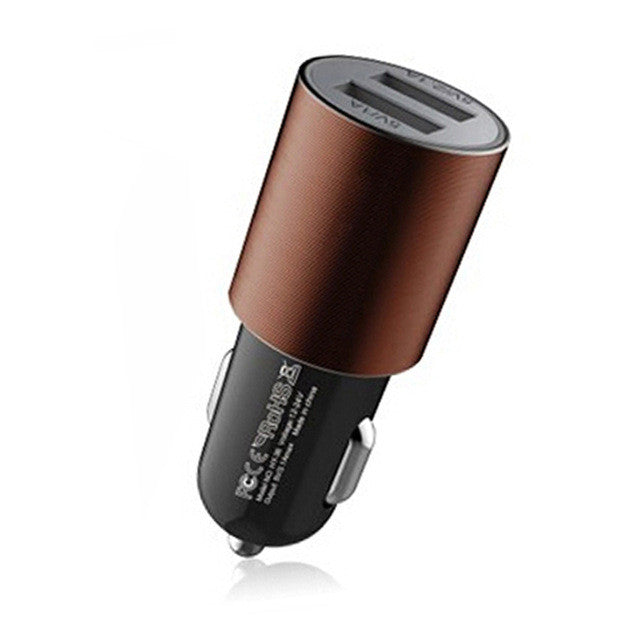 Powstro Mini Dual USB Car Charger 5V 3.1A Metal Fast Charging Phone Charger Adapter For Mobile Phone iPhone Samsung Pad GPS