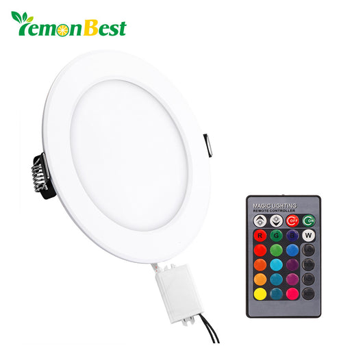 LemonBest 5/10W Round RGB LED Panel Light Concealed Recessed Ceiling Lamp with Remote Control AC 85-265V