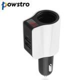 Powstro 2.1A Car Charger Mobile Phone Adapter with LED Screen Cigarette Lighter 2-Port USB Car-Charger For iPhone Samsung Huawei