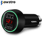 Powstro Dual USB Car Charger Voltmeter & Breathing LED Support Smart Car Charging Cigarette Lighter Phone Charger Adapter