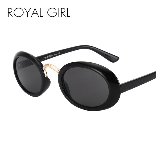 ROYAL GIRL New Design Oval Sunglasses Women Round Acetate Frame Red Pink Brown Gray Lens Sun Glasses ss698