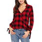 Women Long Sleeve Plaid Print Sweatshirt Pullover Tops Blouse Shirt