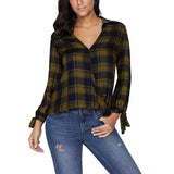 Women Long Sleeve Plaid Print Sweatshirt Pullover Tops Blouse Shirt