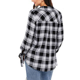 Women Long Sleeve Plaid Print Sweatshirt Pullover Tops Blouse Shirt