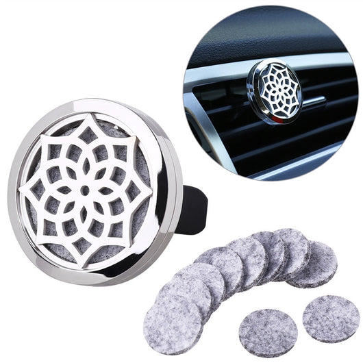 ULTNICE 316L Stainless Steel Sunflower Shaped Aromatherapy Home Car Essential Oil Diffuser Locket Clip with 10 Washable Felt Refill Pads