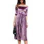 Womens Off Shoulder Velvet  Dress Ladies Evening Party  Loose Dress