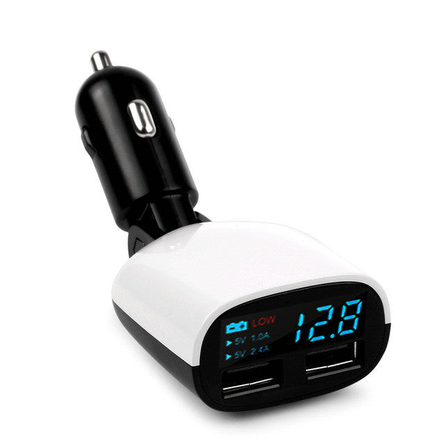 POWSTRO Dual USB 5V3.4A Car Charger LED Display Charger Adapter Voltage Current Monitor For Tablet Mobile Phone Charger