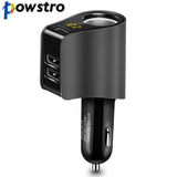 POWSTRO HY10 3 USB 3.1A  Fast Charging Car Phone Charger Adapter with Volmeter Cigarette Lighter Socket with DC 12-24V for Phone