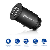 Powstro 4.8A Dual USB Mini Zinc Alloy Car Charger Mobile Phone Car Charger Adapter For iphone 7 6S Samsung HTC Xiaomi Charger