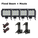 Oslamp 4pcs 4" 36W Spot Flood LED Work Light Driving Led Work Lamp 12v 24v+Mounting Brackets for Jeep Wrangler 2DR/4DR 2007-2015