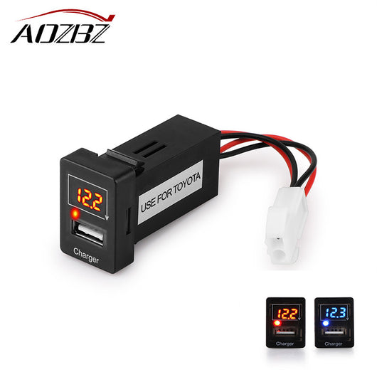 AOZBZ 5V 2.1A Car USB Charger Dashboard Phone Charger Adapter with Voltmeter for TOYOTA VIGO Highlander