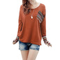 Women's Patchwork Casual Loose T-shirts Blouse Tops With Thumb Holes