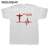 WEELSGAO New Jesus Saved My Life Savior God Religion Prayer Faith Christian Gift T Shirt Tshirts Cotton Short Sleeve T-shirts