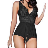 Women Lace Sexy Passion Lingerie Backless Halter Babydoll G-string Dress