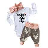Kid Xmas Newborn Baby Girl Romper Bodysuit+Pants Hairband Clothes Outfits Set