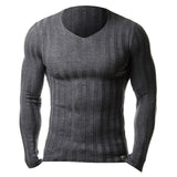 Knitted Tshirt Men Slim Fit Sweater Casual Tee Shirt Pullover V Neck Knitting T-shirt Fashion Solid Warm Top Plus Size 3XL 2018