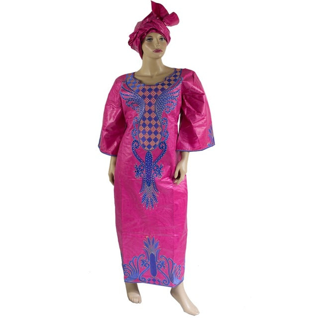 H&D African Dresses wax style Cotton Fabric Top Traditional Bazin Riche African Clothing Designs Fashion africa clothing robe