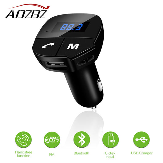 AOZBZ Wireless Bluetooth Car Kit FM Transmitter MP3 Audio Player Modulator with USB Car Charger Support hands-free phone calling