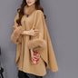 Fashion Women Jacket Casual Woollen Outwear Fur Collar Parka Cardigan Cloak Coat