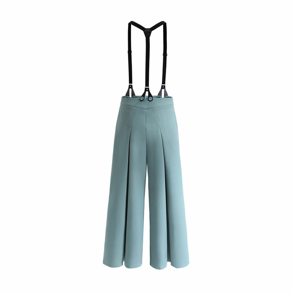 Women Vintage Strap Two Wear Wide Leg Pants Loose Pants Jumpsuit Overalls