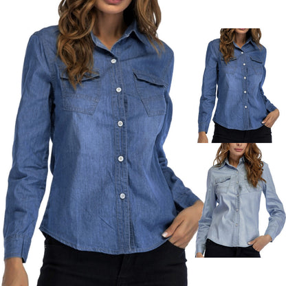 Women Denim Shirt Fashion Style Long Sleeve Casual Shirts Women Blouse Tops