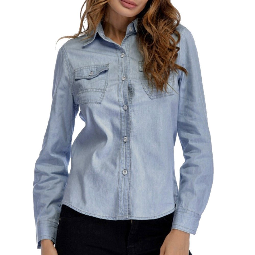 Women Denim Shirt Fashion Style Long Sleeve Casual Shirts Women Blouse Tops