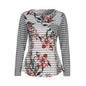 Women Spring Long Sleeve Button Back Printing Floral Tops Blouse T Shirt