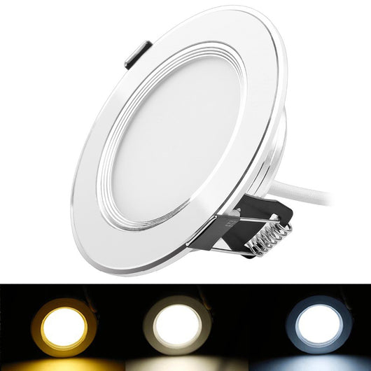 Ultra Slim 3W 5W 7W 9W 3-Color LED Panel Down Light Recessed Ceiling Light Spotlight AC 100-245V