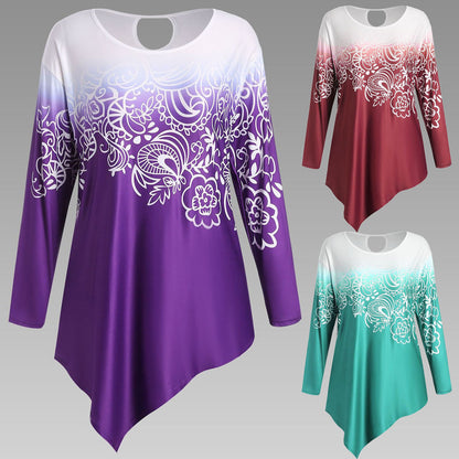 Womens Printing Shirt Long Sleeve Shirt Casual Tops Ladies Long Blouse