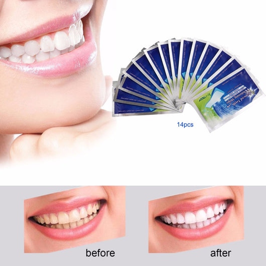 28Pcs/14Pair 3D White Gel Teeth Whitening Strips Oral Hygiene Care Double Elastic Tooth Strips Whitening Dental Bleaching Tools