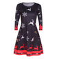 Womens Xmas Christmas Santa Skater Ladies Snowman Swing Dress