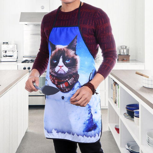 Cat Pattern Sleeveless Aprons Polyester Waterproof Women and Men Dinner Party Kitchen Cooking Apron