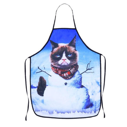 Cat Pattern Sleeveless Aprons Polyester Waterproof Women and Men Dinner Party Kitchen Cooking Apron