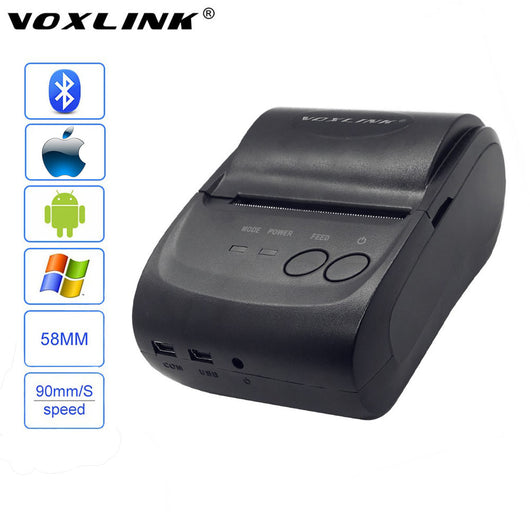 VOXLINK Serial USB Port 58mm Mini Bluetooth Thermal Receipt Printer for IOS Android Windows Smartphone for iPhone iPad Samsung
